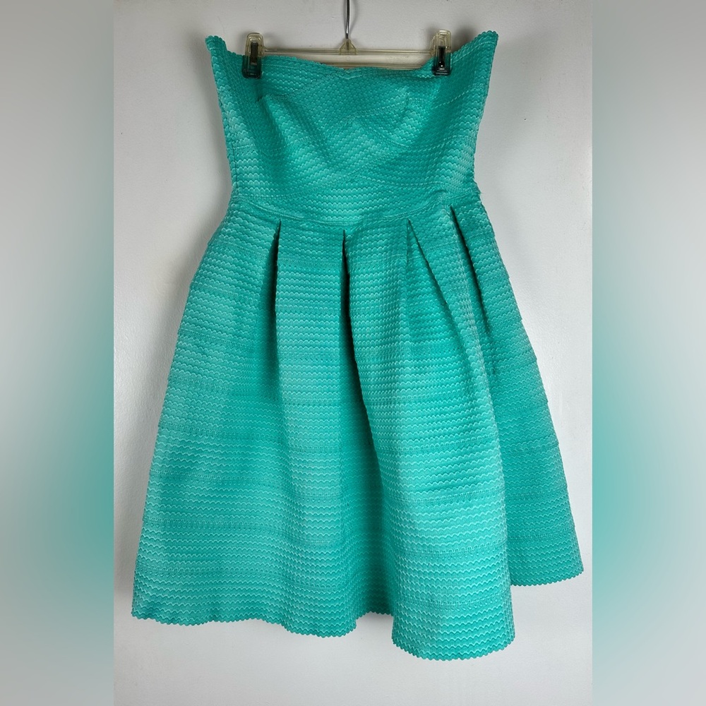 Honey Punch Womens Dress S Strapless Textured Mint Green Fit Flare Tea Dress